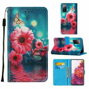 For Samsung Galaxy S20 FE Colored Drawing Pattern Horizontal Flip Leather Case with Holder & Card Slot & Lanyard(Chrysanthemum)