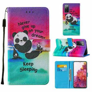 For Samsung Galaxy S20 FE 5G Colored Drawing Pattern Horizontal Flip Leather Case with Holder & Card Slot & Lanyard(Panda)