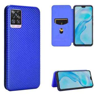 For Vivo V20 Pro Carbon Fiber Texture Horizontal Flip TPU + PC + PU Leather Case with Card Slot(Blue)