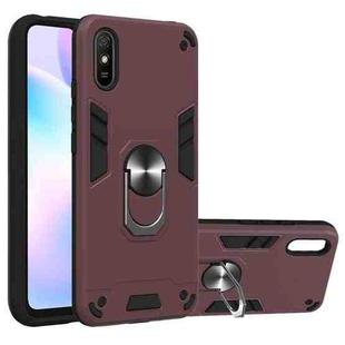 For Xiaomi Redmi 9A Armour Series PC + TPU Protective Case with Ring Holder(Wnie Red)