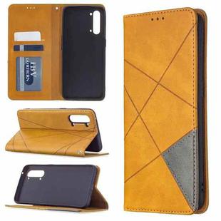 For OPPO Find X2 Lite Rhombus Texture Horizontal Flip Magnetic Leather Case with Holder & Card Slots & Wallet(Yellow)