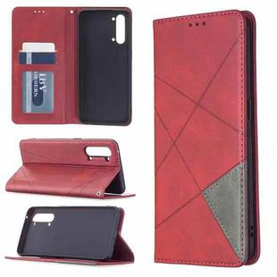 For OPPO Find X2 Lite Rhombus Texture Horizontal Flip Magnetic Leather Case with Holder & Card Slots & Wallet(Red)