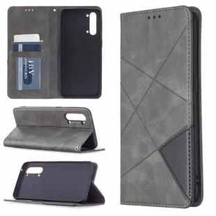 For OPPO Find X2 Lite Rhombus Texture Horizontal Flip Magnetic Leather Case with Holder & Card Slots & Wallet(Grey)