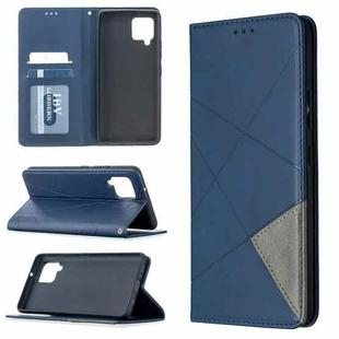 For Samsung Galaxy A42 5G Rhombus Texture Horizontal Flip Magnetic Leather Case with Holder & Card Slots & Wallet(Blue)