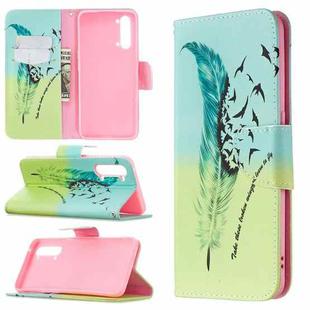 For OPPO Find X2 Lite Colored Drawing Pattern Horizontal Flip Leather Case with Holder & Card Slots & Wallet(Feather)