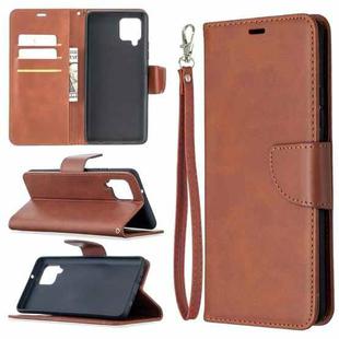 For Samsung Galaxy A42 5G Retro Lambskin Texture Pure Color Horizontal Flip PU Leather Case with Holder & Card Slots & Wallet & Lanyard(Brown)