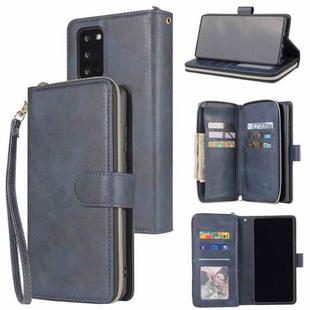 For Samsung Galaxy Note20 Zipper Wallet Bag Horizontal Flip PU Leather Case with Holder & 9 Card Slots & Wallet & Lanyard & Photo Frame(Blue)
