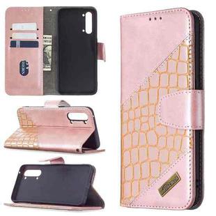 For OPPO Find X2 Lite Matching Color Crocodile Texture Horizontal Flip PU Leather Case with Wallet & Holder & Card Slots(Rose Gold)