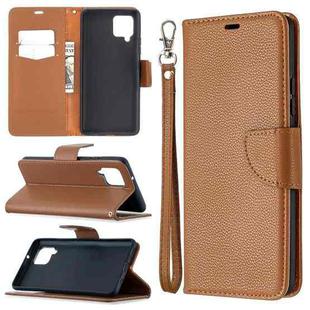 For Samsung Galaxy A42 5G Litchi Texture Pure Color Horizontal Flip PU Leather Case with Holder & Card Slots & Wallet & Lanyard(Brown)