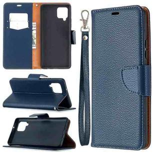 For Samsung Galaxy A42 5G Litchi Texture Pure Color Horizontal Flip PU Leather Case with Holder & Card Slots & Wallet & Lanyard(Blue)