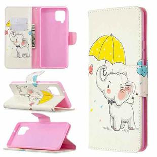 For Samsung Galaxy A42 5G Colored Drawing Pattern Horizontal Flip Leather Case with Holder & Card Slots & Wallet(Umbrella Elephant)