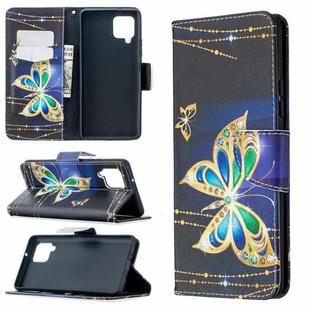 For Samsung Galaxy A42 5G Colored Drawing Pattern Horizontal Flip Leather Case with Holder & Card Slots & Wallet(Golden Butterfly)