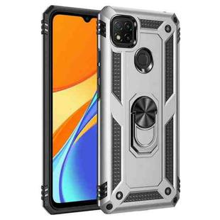 For Xiaomi Redmi 9C Shockproof TPU + PC Protective Case with 360 Degree Rotating Holder(Silver)