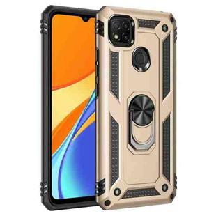 For Xiaomi Redmi 9C Shockproof TPU + PC Protective Case with 360 Degree Rotating Holder(Gold)