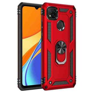 For Xiaomi Redmi 9C Shockproof TPU + PC Protective Case with 360 Degree Rotating Holder(Red)