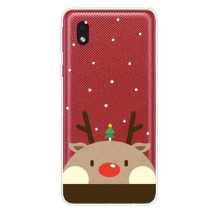 For Samsung Galaxy A01 Core Christmas Series Clear TPU Protective Case(Fat Deer)