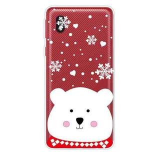 For Samsung Galaxy A01 Core Christmas Series Clear TPU Protective Case(Chubby White Bear)