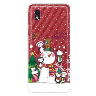 For Samsung Galaxy A01 Core Christmas Series Clear TPU Protective Case(Penguin Family)
