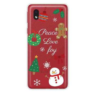 For Samsung Galaxy A01 Core Christmas Series Clear TPU Protective Case(Simple Snowman)