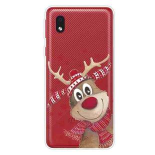 For Samsung Galaxy A01 Core Christmas Series Clear TPU Protective Case(Smiley Deer)