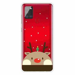 For Samsung Galaxy A21s Christmas Series Clear TPU Protective Case(Fat Deer)