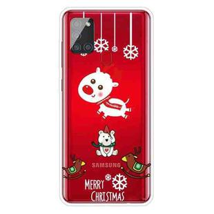 For Samsung Galaxy A21s Christmas Series Clear TPU Protective Case(Trojan Bear Deer)