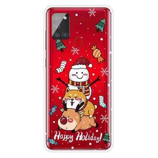 For Samsung Galaxy A21s Christmas Series Clear TPU Protective Case(Stacked Doll)