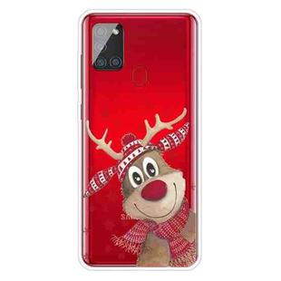 For Samsung Galaxy A21s Christmas Series Clear TPU Protective Case(Smiley Deer)