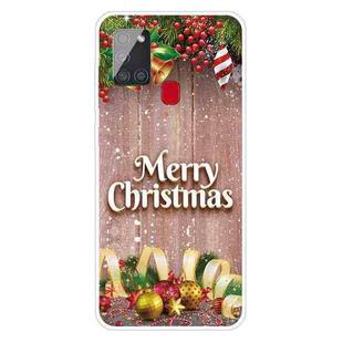 For Samsung Galaxy A21s Christmas Series Clear TPU Protective Case(Christmas Balls)