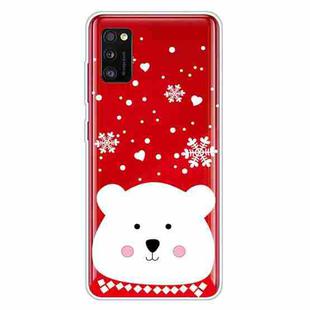 For Samsung Galaxy A41 Christmas Series Clear TPU Protective Case(Chubby White Bear)