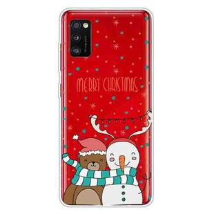 For Samsung Galaxy A41 Christmas Series Clear TPU Protective Case(Take Picture Bear Snowman)