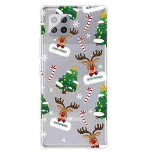 For Samsung Galaxy A42 Christmas Series Clear TPU Protective Case(Cane Deer)