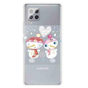 For Samsung Galaxy A42 Christmas Series Clear TPU Protective Case(Couple Snowman)