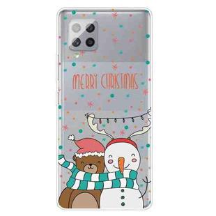 For Samsung Galaxy A42 Christmas Series Clear TPU Protective Case(Take Picture Bear Snowman)