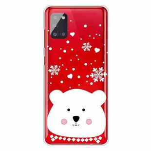 For Samsung Galaxy A51 5G Christmas Series Clear TPU Protective Case(Chubby White Bear)