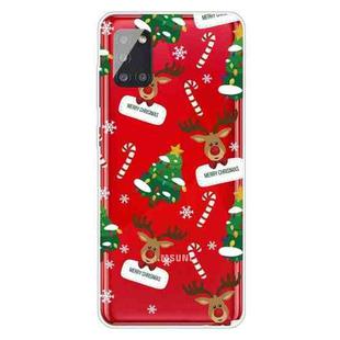 For Samsung Galaxy A51 5G Christmas Series Clear TPU Protective Case(Cane Deer)