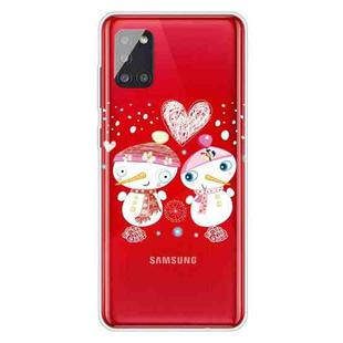 For Samsung Galaxy A71 Christmas Series Clear TPU Protective Case(Couple Snowman)