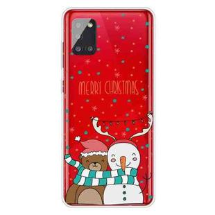 For Samsung Galaxy A71 Christmas Series Clear TPU Protective Case(Take Picture Bear Snowman)