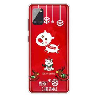 For Samsung Galaxy A71 5G Christmas Series Clear TPU Protective Case(Trojan Bear Deer)