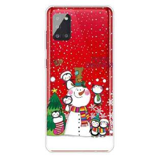 For Samsung Galaxy A71 5G Christmas Series Clear TPU Protective Case(Penguin Family)