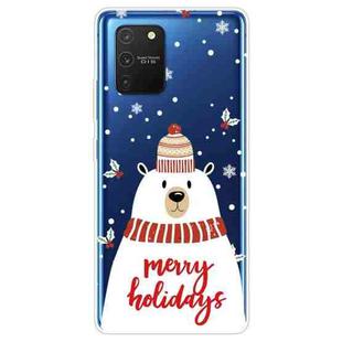 For Samsung Galaxy A91 / S10 Lite / M80s Christmas Series Clear TPU Protective Case(Scarf White Bear)