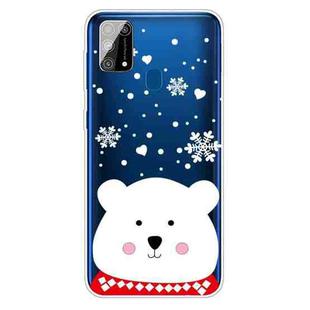 For Samsung Galaxy M31 Christmas Series Clear TPU Protective Case(Chubby White Bear)
