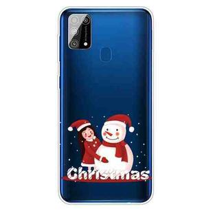 For Samsung Galaxy M31 Christmas Series Clear TPU Protective Case(Girl Snowman)