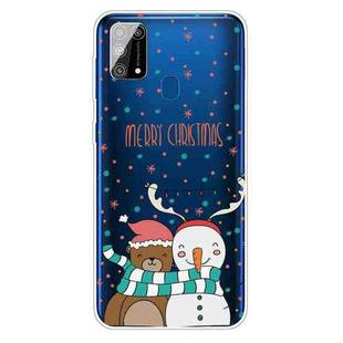 For Samsung Galaxy M31 Christmas Series Clear TPU Protective Case(Take Picture Bear Snowman)