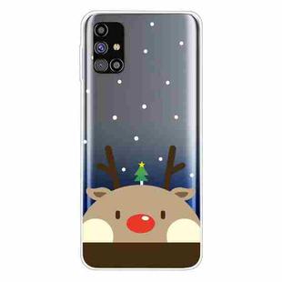 For Samsung Galaxy M31s Christmas Series Clear TPU Protective Case(Fat Deer)