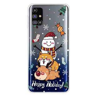 For Samsung Galaxy M31s Christmas Series Clear TPU Protective Case(Stacked Doll)