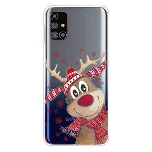 For Samsung Galaxy M31s Christmas Series Clear TPU Protective Case(Smiley Deer)