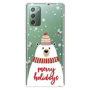 For Samsung Galaxy Note20 Christmas Series Clear TPU Protective Case(Scarf White Bear)