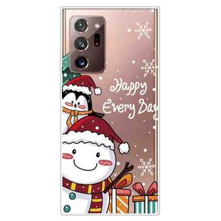 For Samsung Galaxy Note20 Ultra Christmas Series Clear TPU Protective Case(Cute Penguin Snowman)