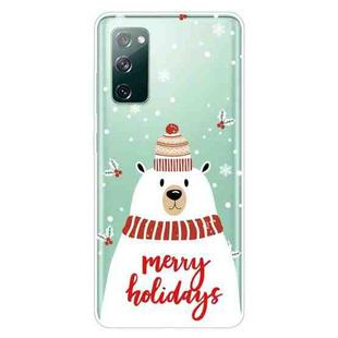 For Samsung Galaxy S20 FE Christmas Series Clear TPU Protective Case(Scarf White Bear)